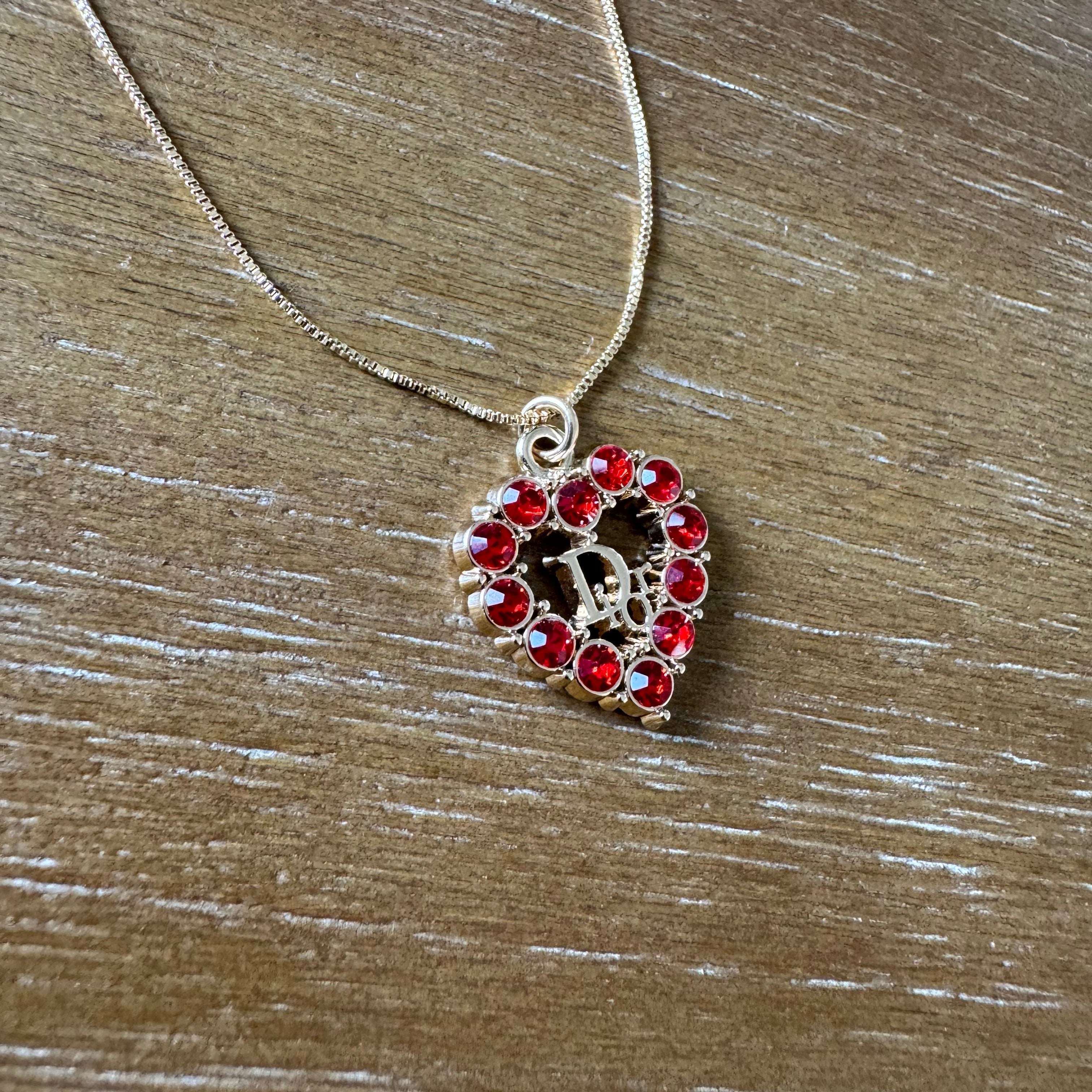 Red Rhinestone Heart Neckalce