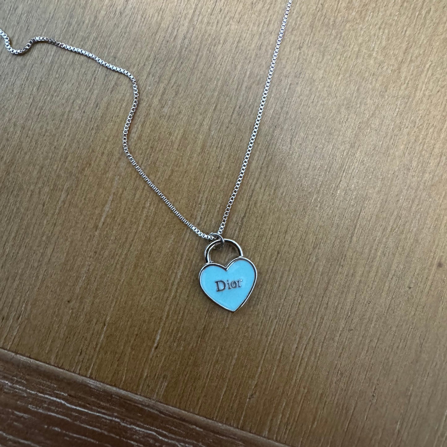 Silver and Blue Heart Necklace