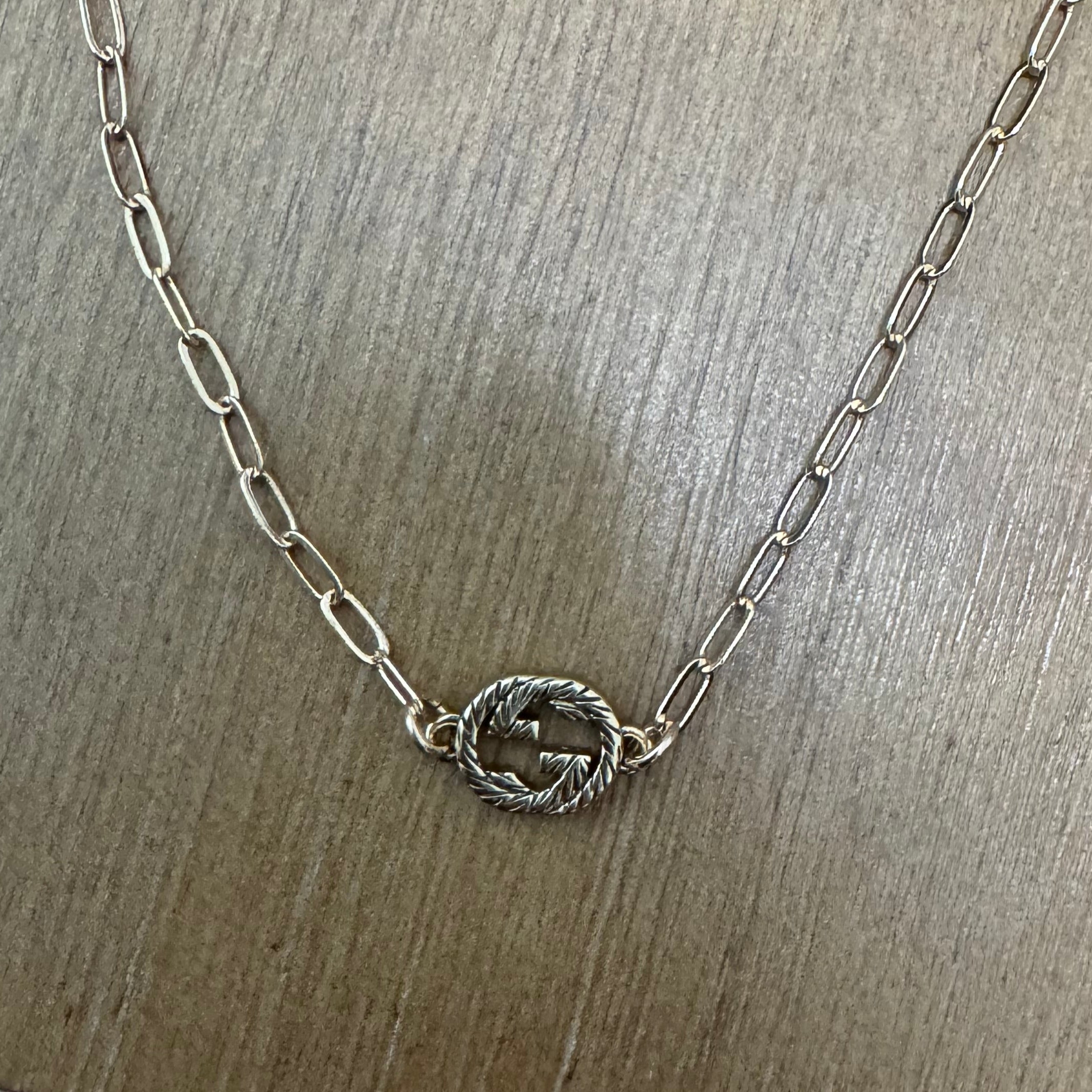 Gold Textured Monogram Choker Necklace