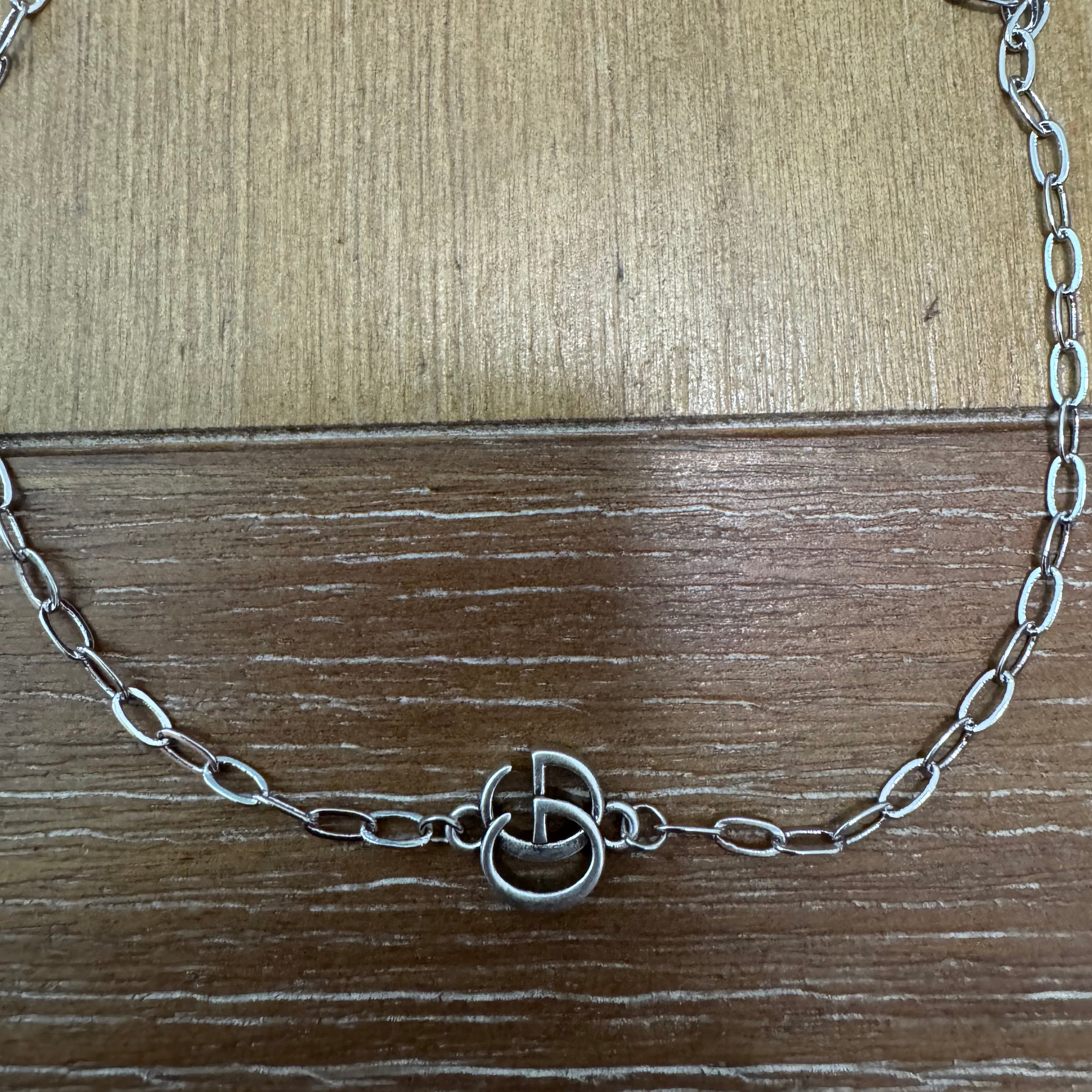 Silver Double Monogram Chocker Neckace