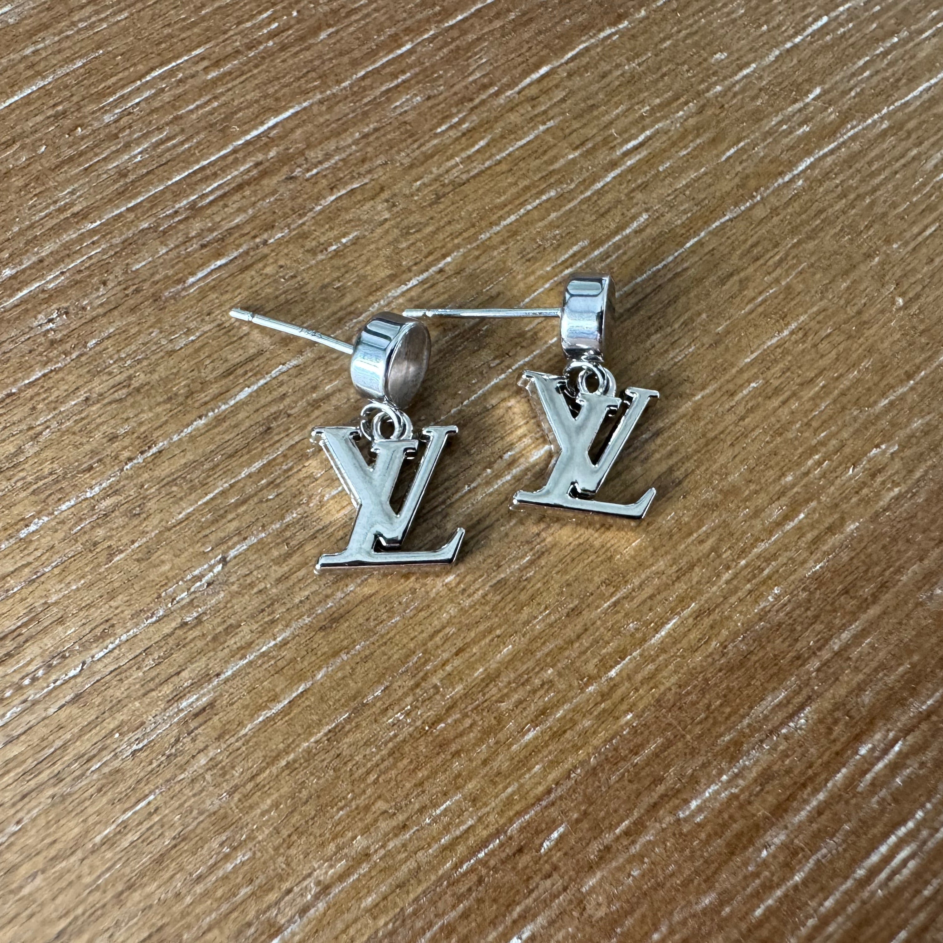 Silver Mini Monogram Post Earrings