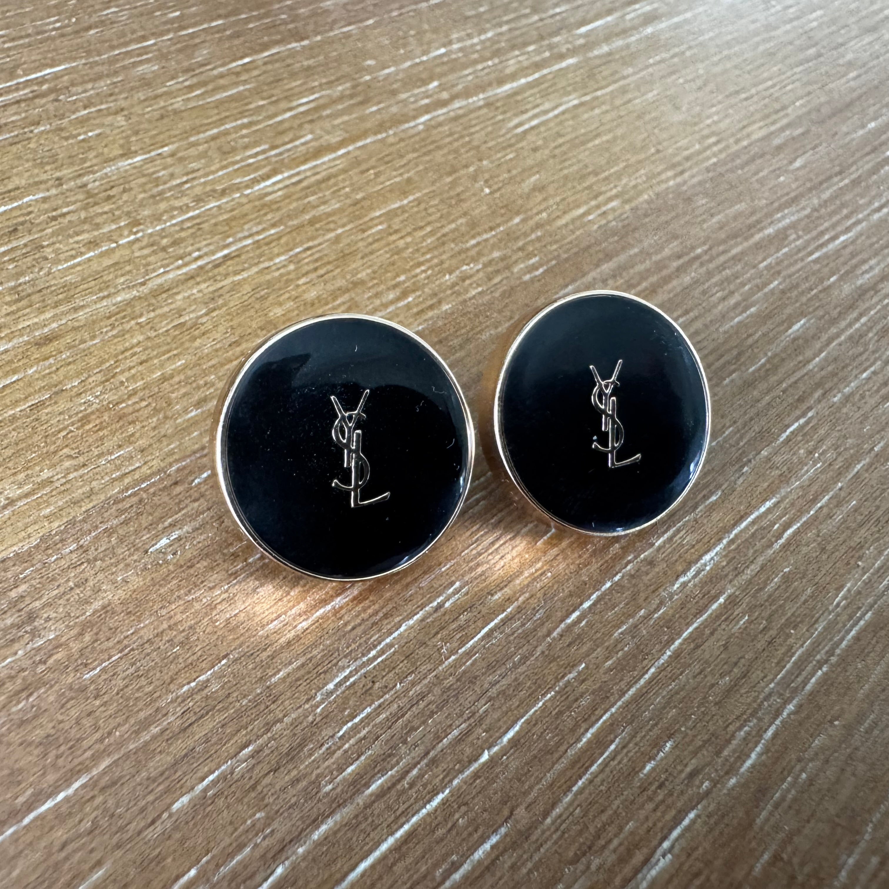 Black and Gold Large Vertical Monogram Studs