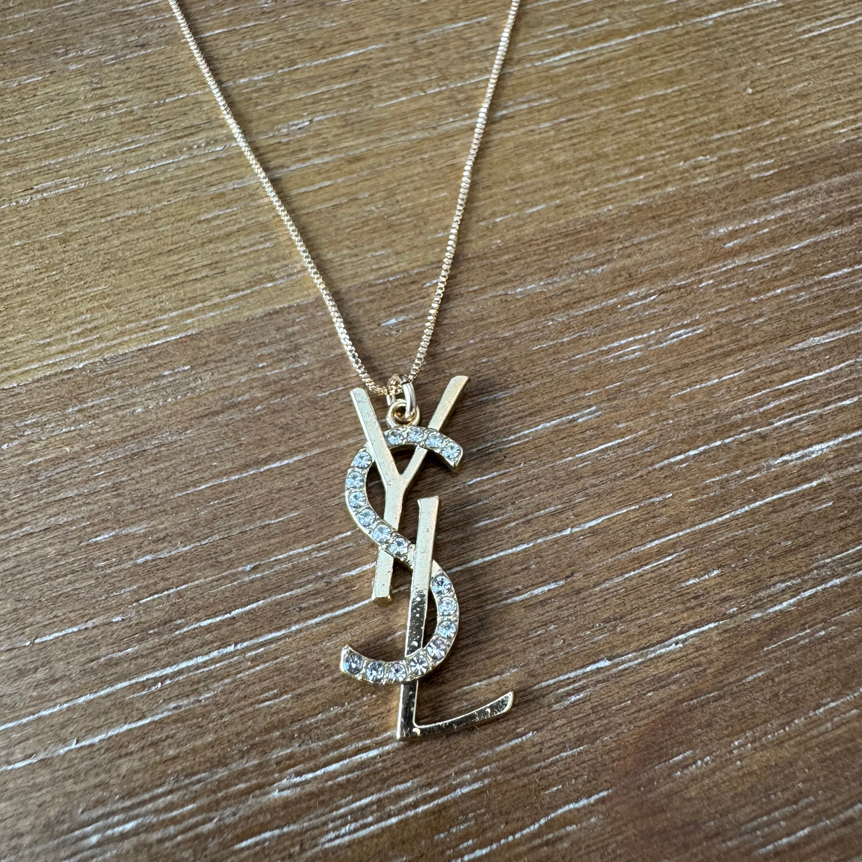 Gold And Rhinestone Large Vertical Necklace