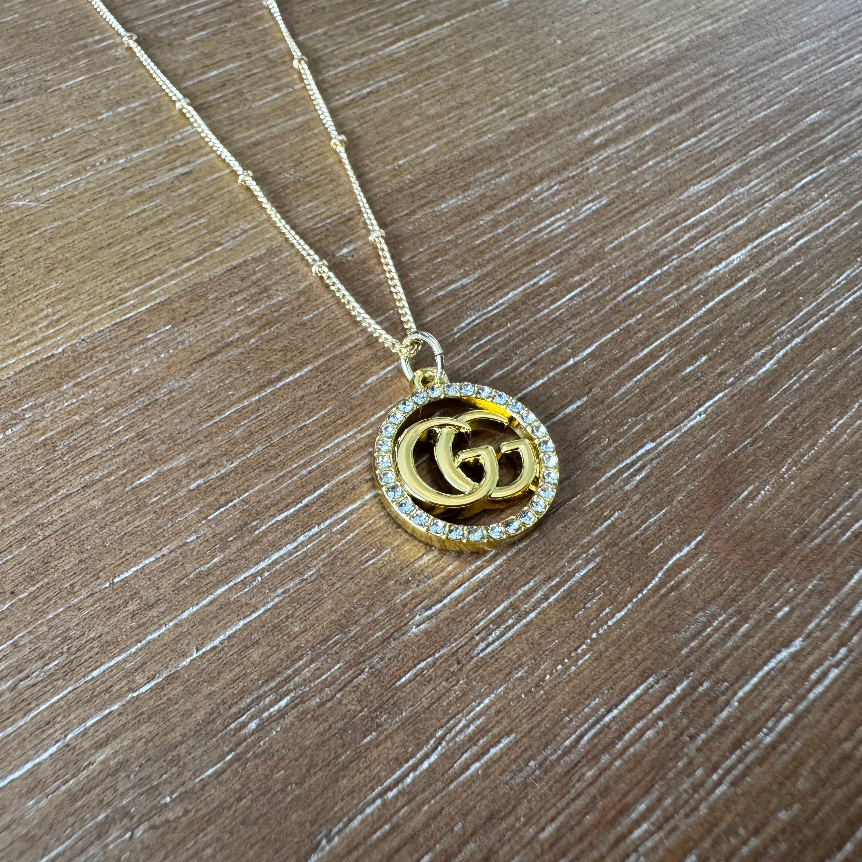 Yellow Gold Round Double G Necklace