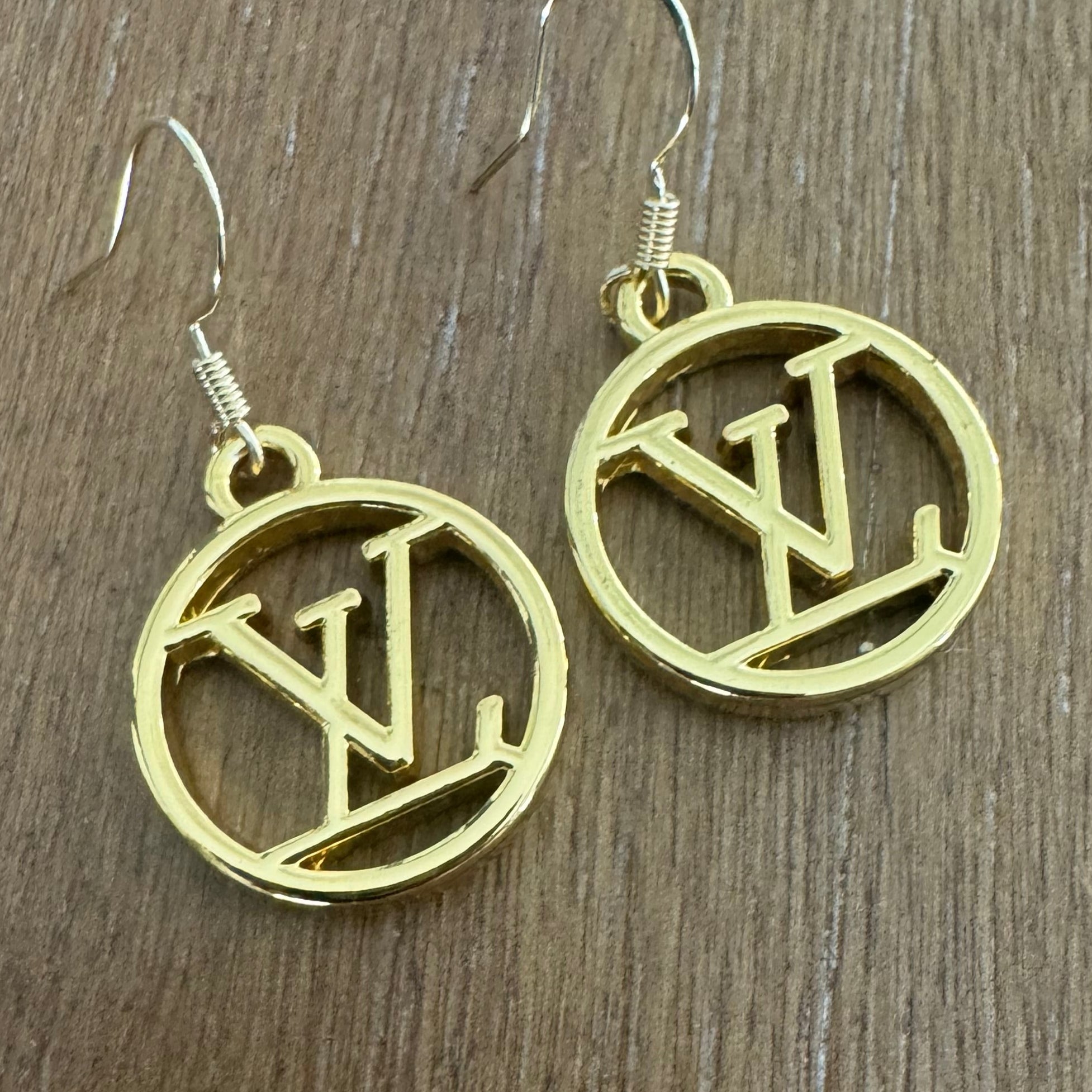 Yellow gold Chunky Monogram Earrings