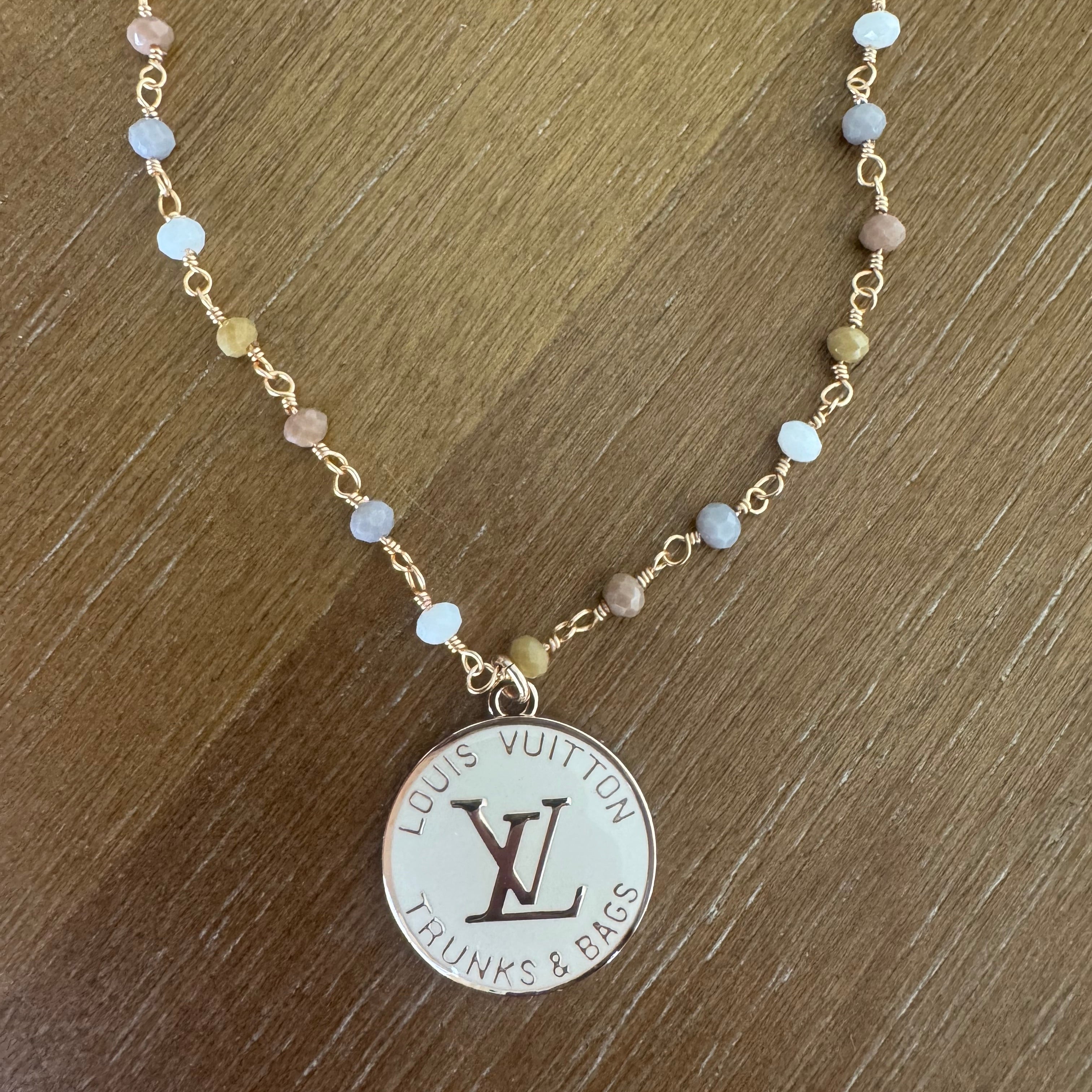 White Tag on Beaded Neckalce
