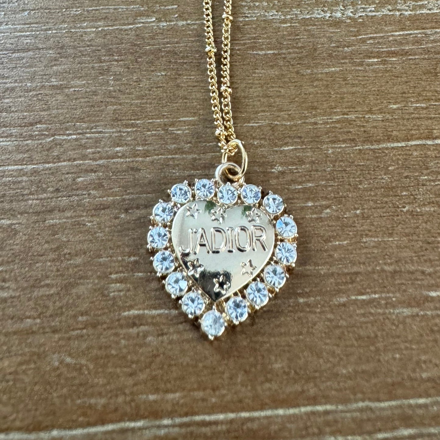 Gold Heart with Rhinestone Surround Necklace