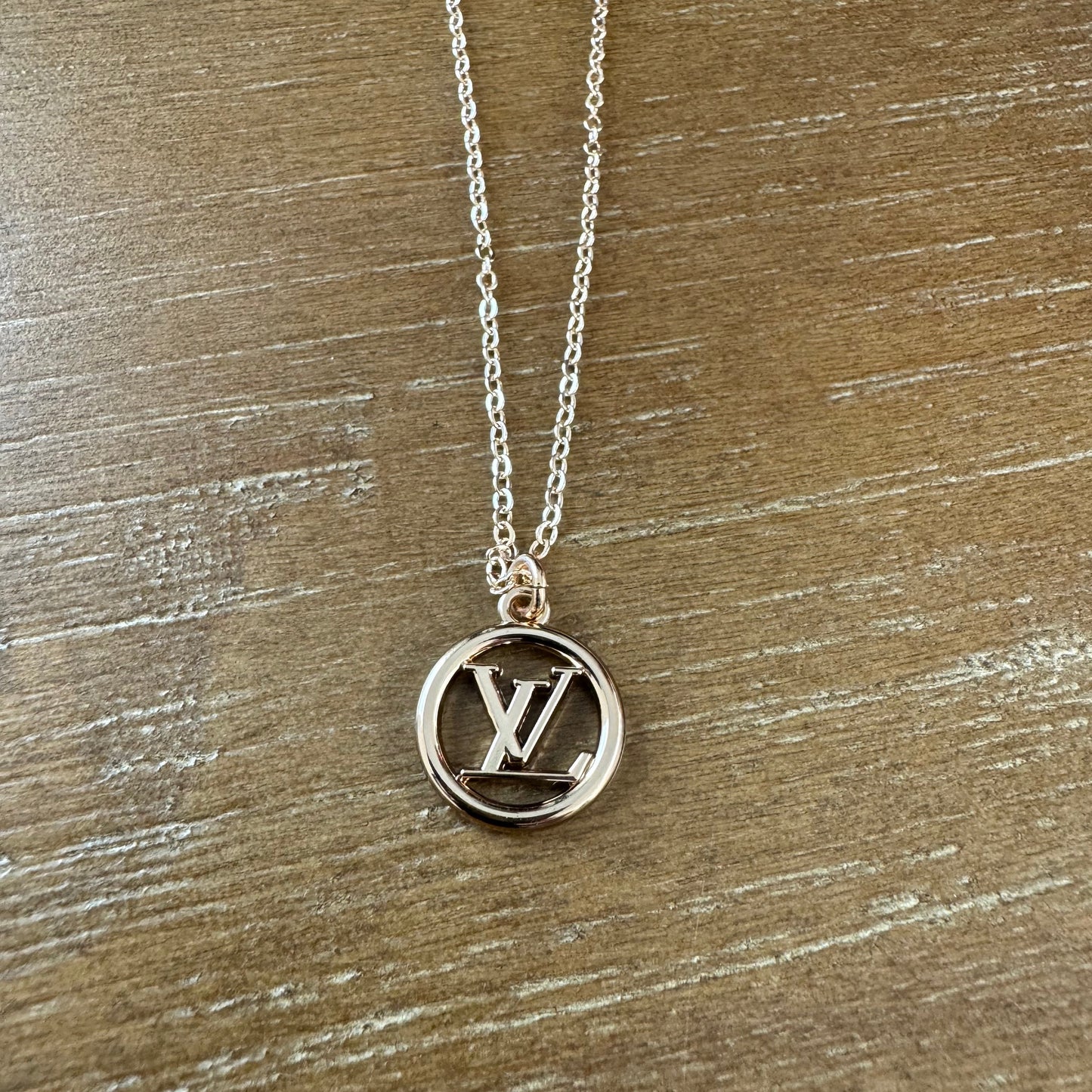 Round Monogram Cutout Necklace