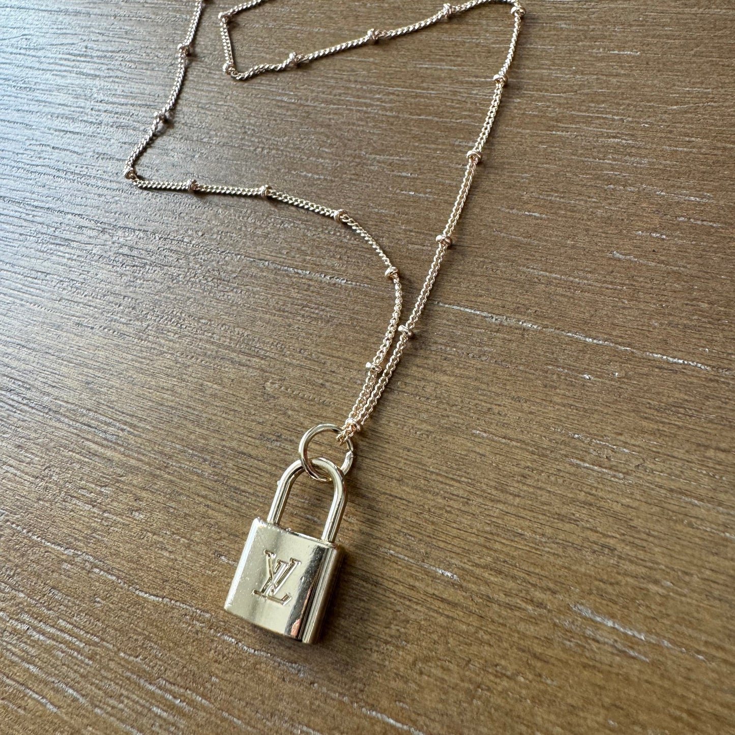 Gold Monogram Lock Necklace