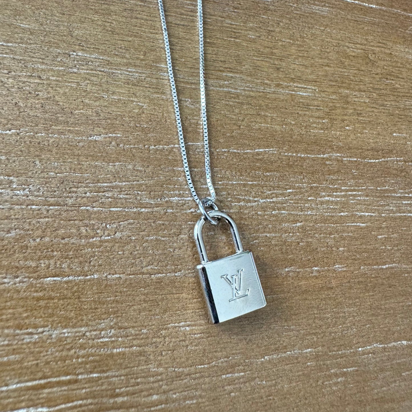 Silver Monogram Lock Necklace