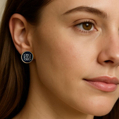 Gold Emblem Stud Earrings