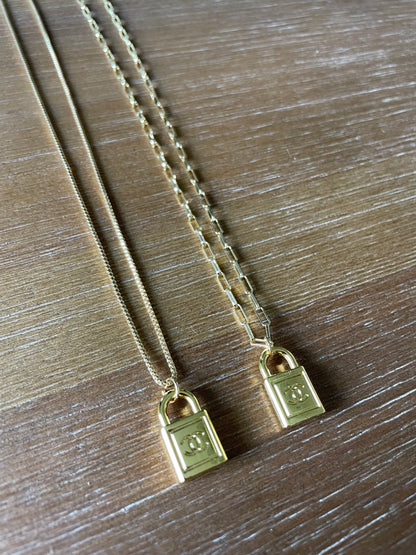 Yellow Gold Lock Necklace