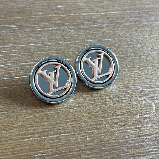 Two Toned Metal Stud Earrings