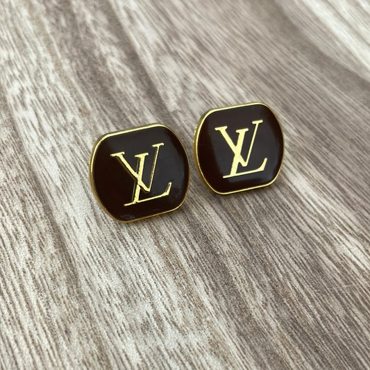 Brown and Gold Stud Earrings