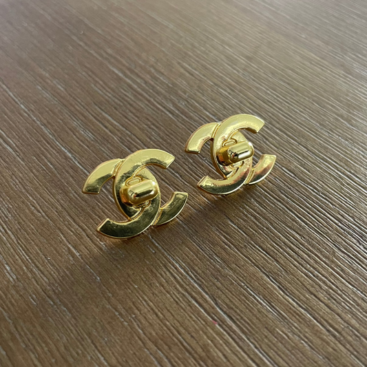 Yellow Gold Turn Key Stud Earrings