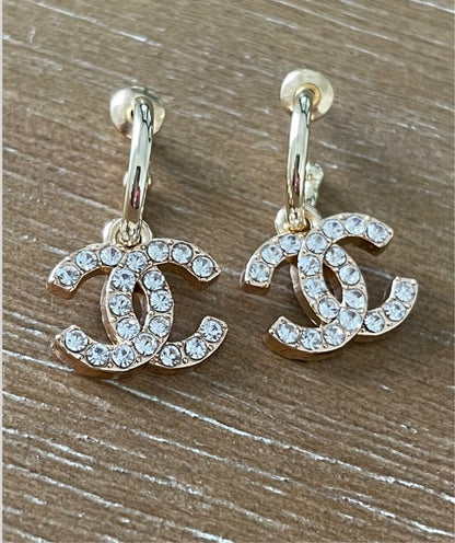 Crystal and Gold Mini Huggie Earrings