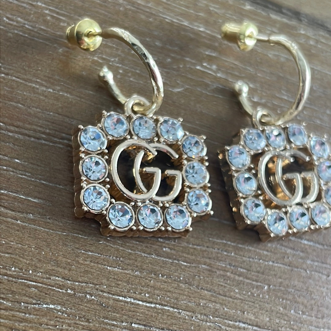 Rhinestone Surround Monogram Huggies