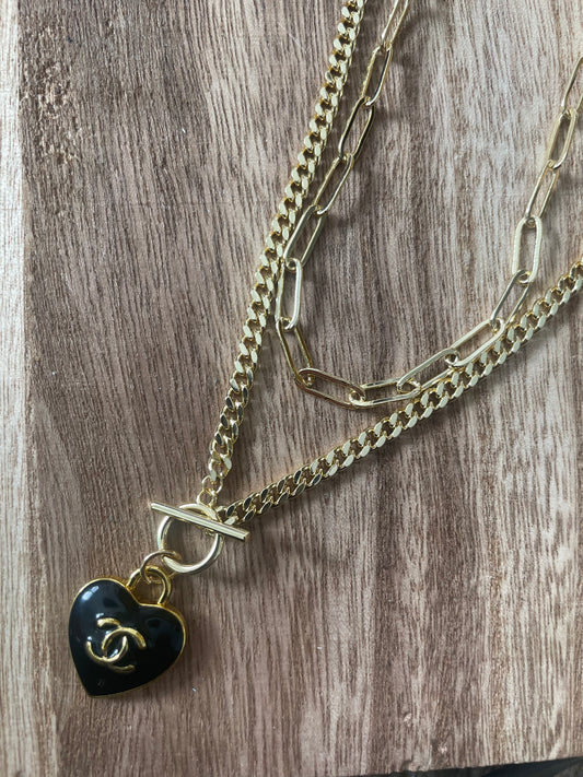 Black Heart on Double Chain