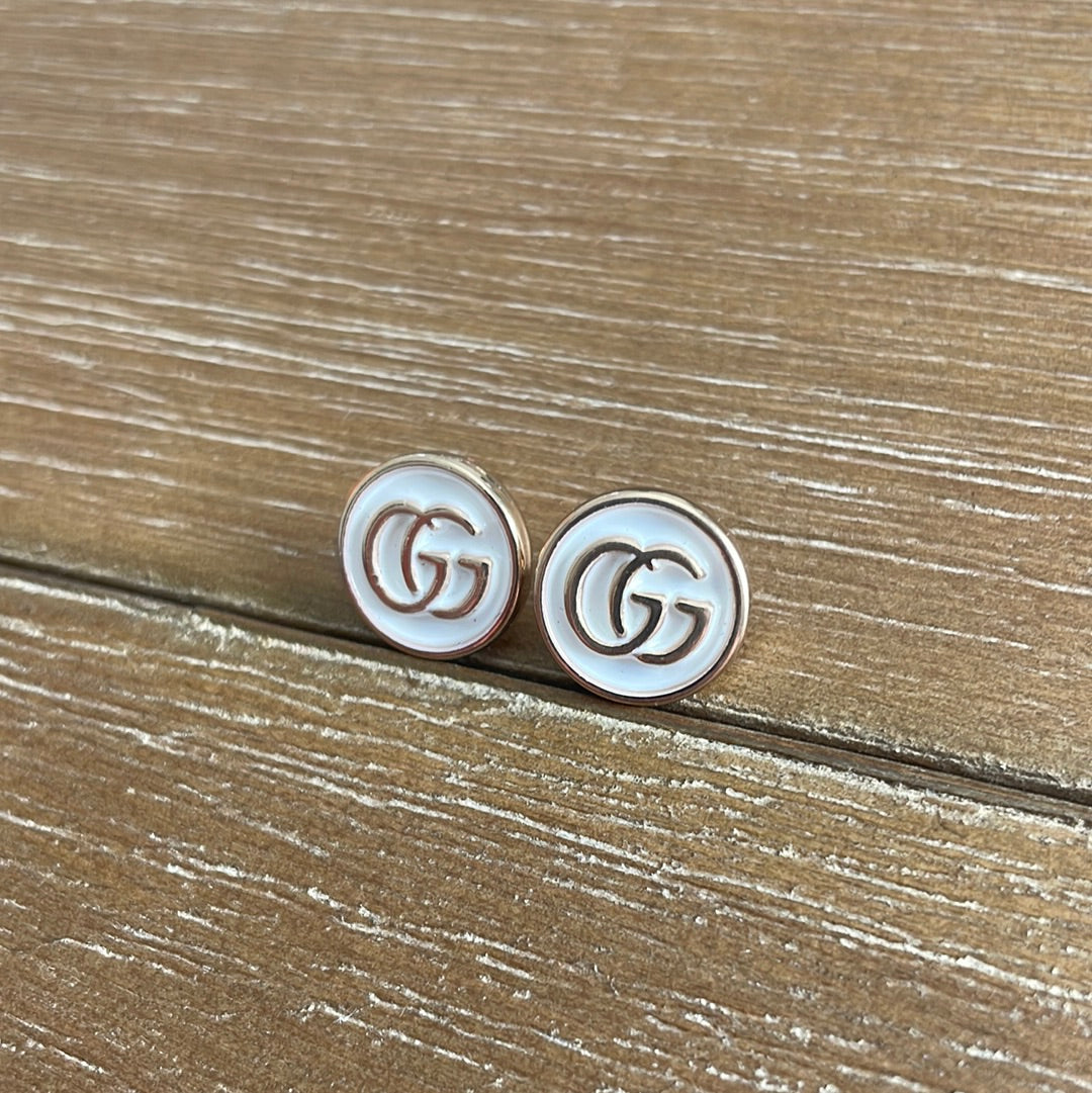 White Mini Stud Earrings