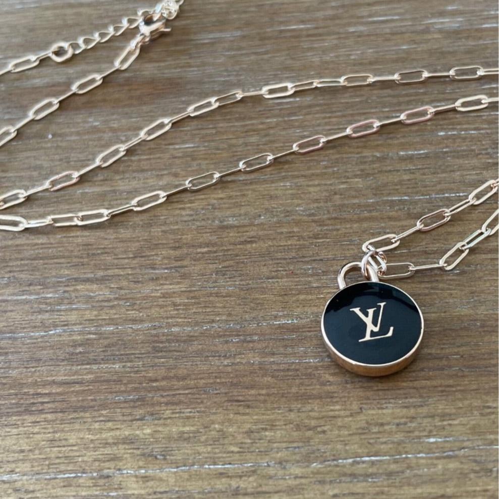 Black Double Sided Enamel Necklace