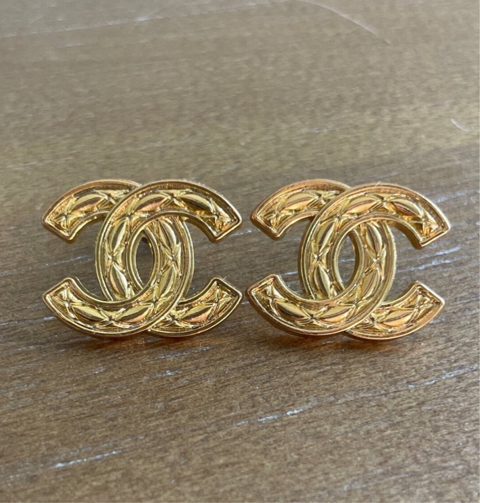 Yellow Gold Textured Studs