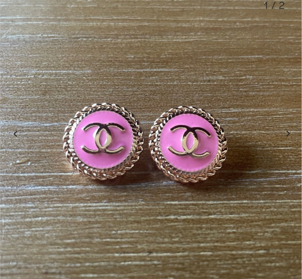 Pink Rope Button Studs