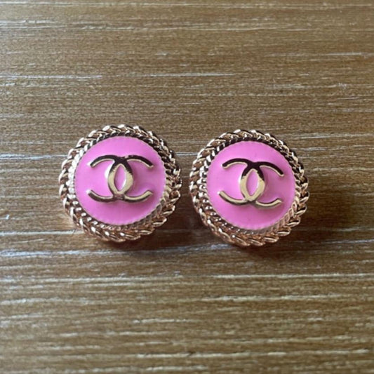 Pink Rope Stud Earrings