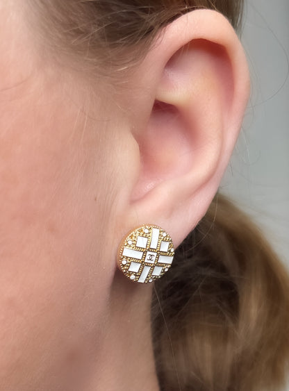 White and Gold Circle Studs
