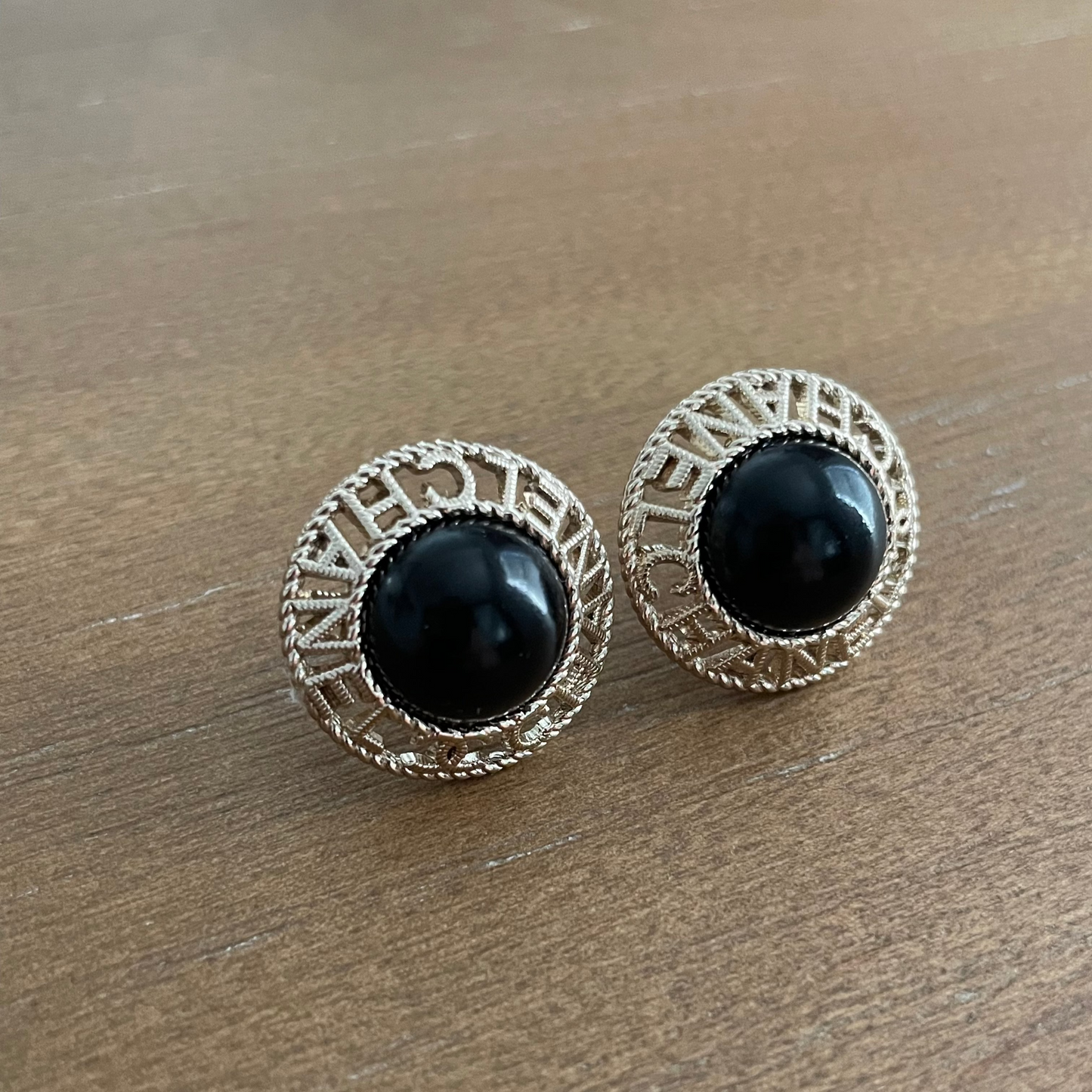 Black Faux Pearl Stud Earrings