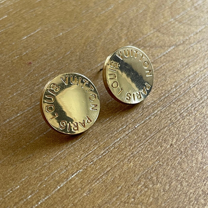 Gold Round Stud Earrings