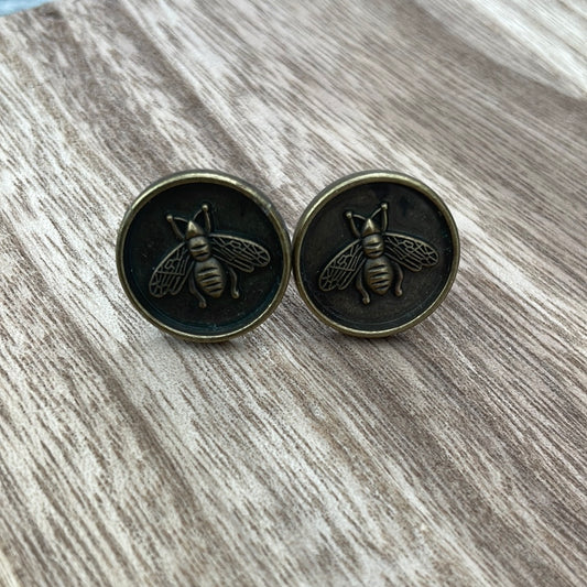 Brass Bee Stud Earrings