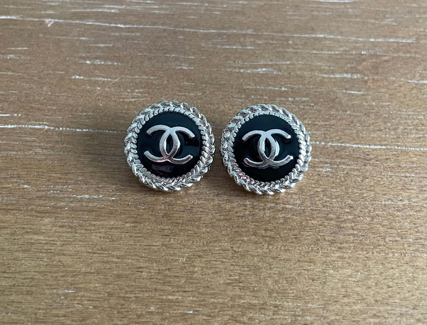 Silver Rope and Black Enamel Studs