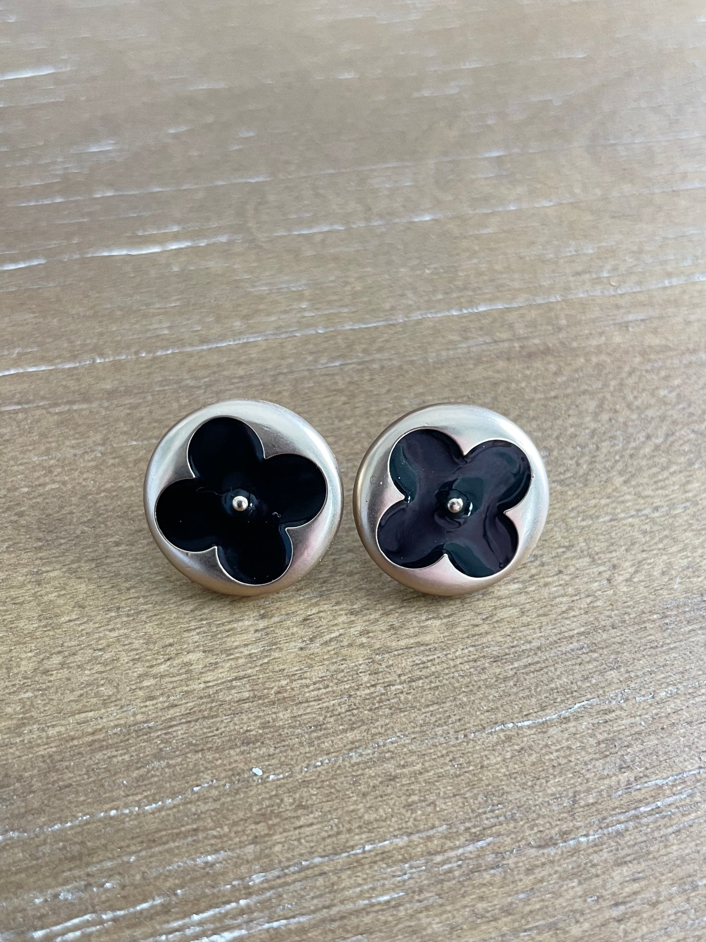 Black and Gold Flower Studs
